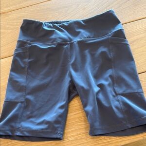 Blue Bike Shorts with Compression Fit and Mid-Thigh Length